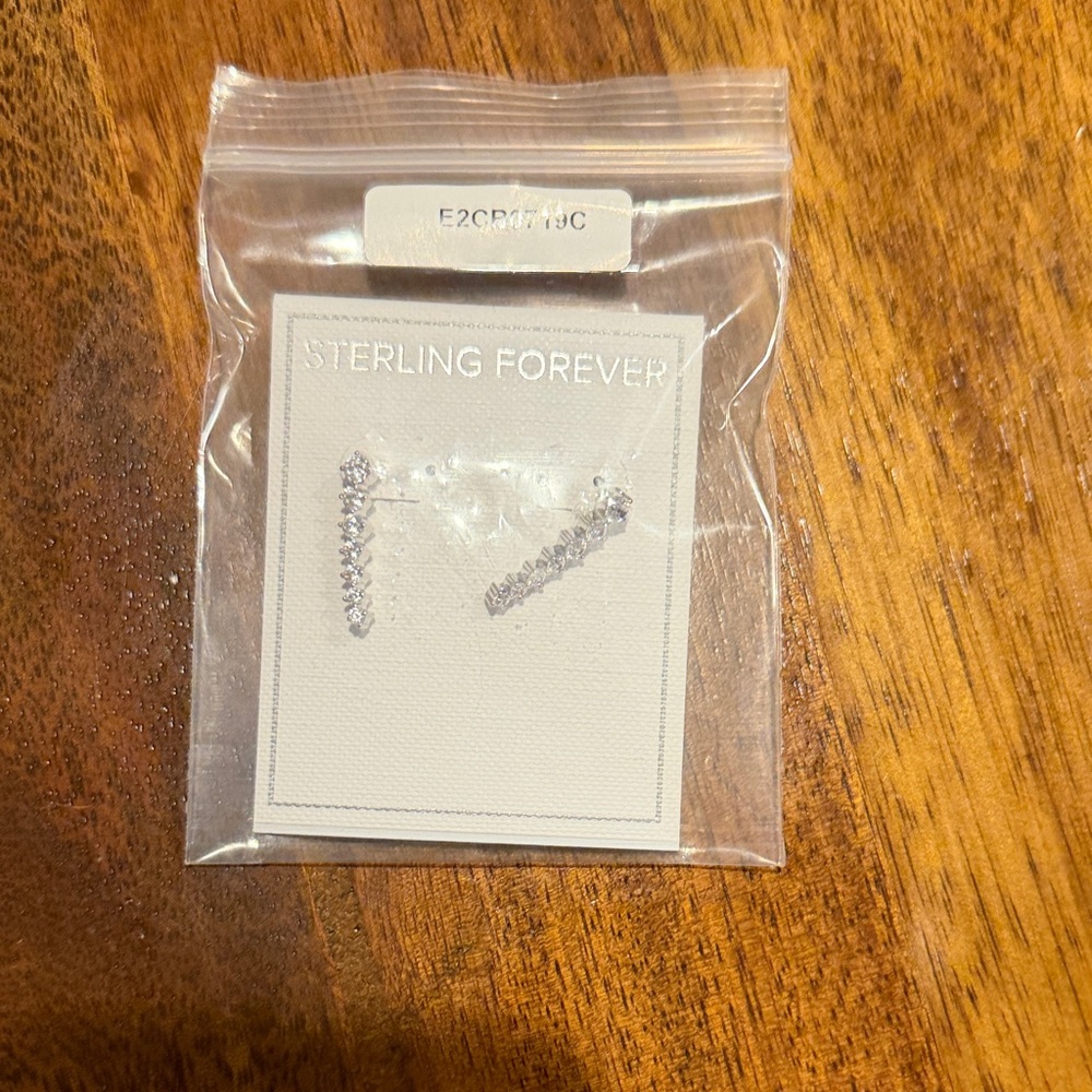Sterling Forever Silver Crystal Ear Climbers - Silver